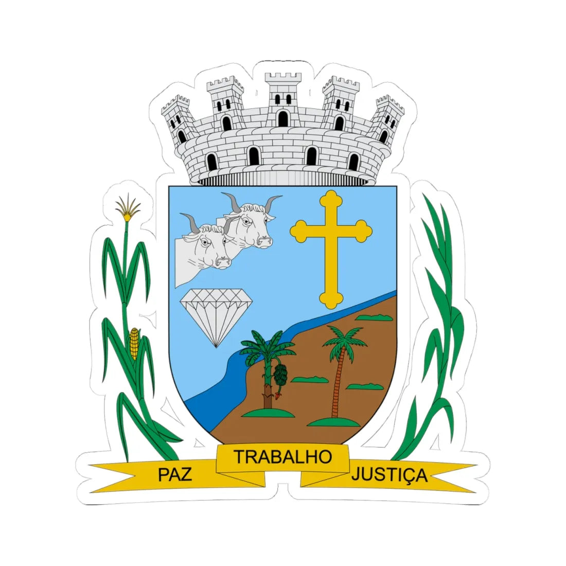 Brasão de Japoatã - SE (Brazil) (Coat of Arms) STICKER Vinyl Kiss-Cut Decal 4 Inch White - The Sticker Space