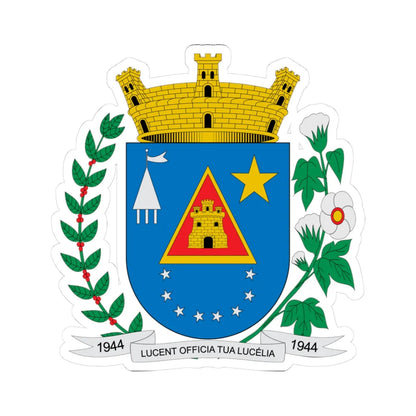 Brasão de Lucélia - SP (Brazil) (Coat of Arms) STICKER Vinyl Kiss-Cut Decal 3 Inch White - The Sticker Space