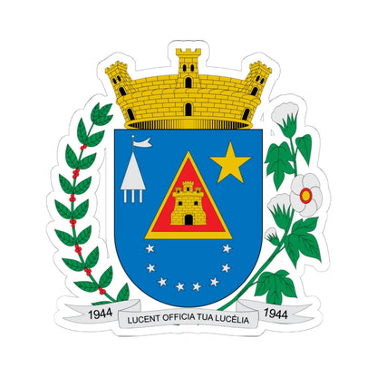 Brasão de Lucélia - SP (Brazil) (Coat of Arms) STICKER Vinyl Kiss-Cut Decal 6 Inch White - The Sticker Space