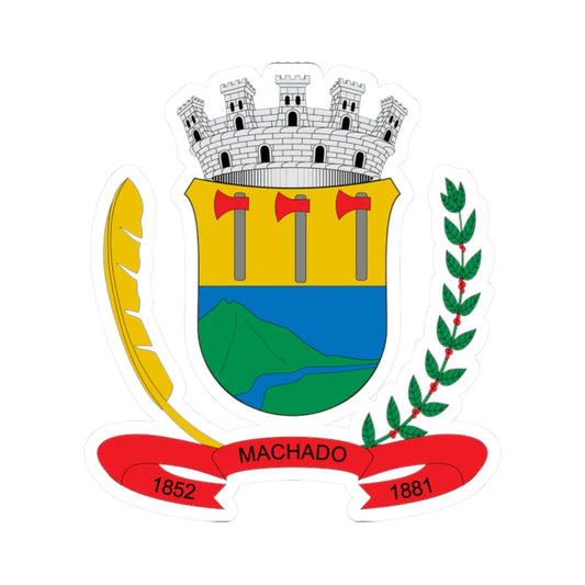 Brasão de Machado - MG (Brazil) (Coat of Arms) STICKER Vinyl Kiss-Cut Decal 2 Inch White - The Sticker Space