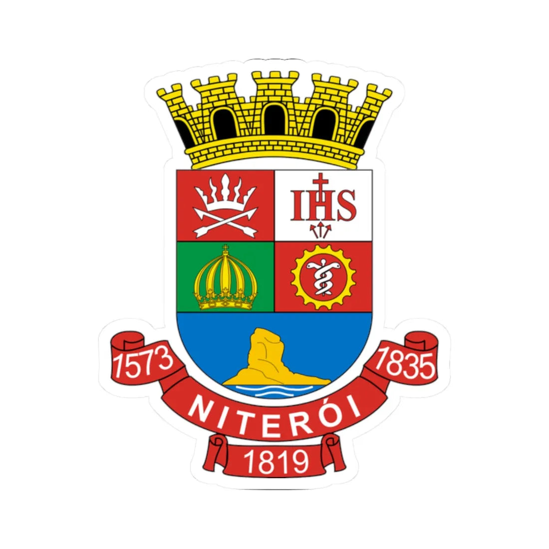 Brasão de Niterói RJ (Brazil) (Coat of Arms) STICKER Vinyl Kiss-Cut Decal 2 Inch White - The Sticker Space
