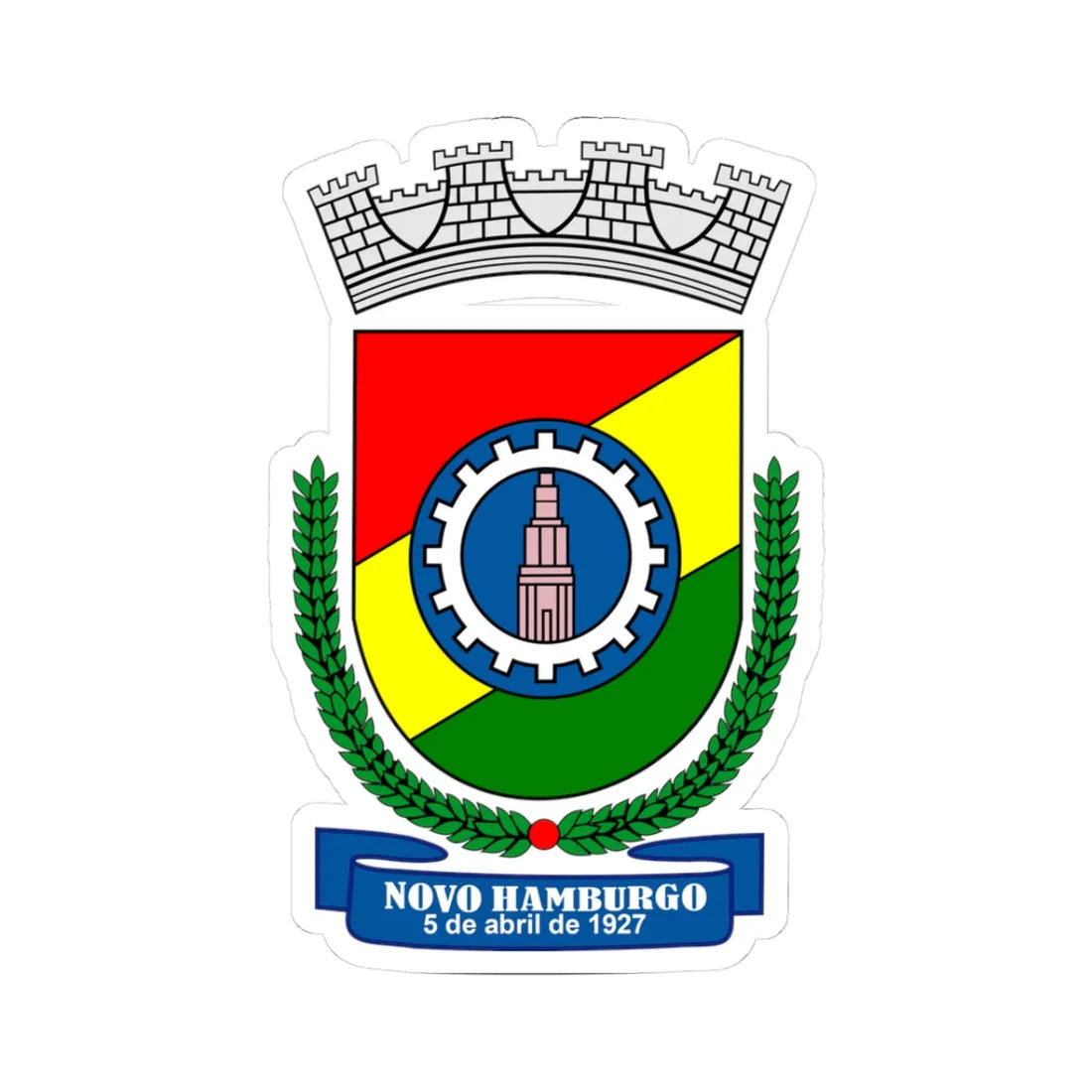 Brasão de Novo Hamburgo (Brazil) (Coat of Arms) STICKER Vinyl Kiss-Cut Decal 3 Inch White - The Sticker Space