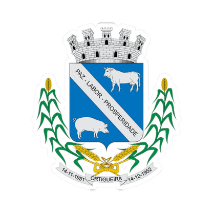 Brasão de Ortigueira - PR (Brazil) (Coat of Arms) STICKER Vinyl Kiss-Cut Decal 2 Inch White - The Sticker Space