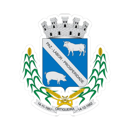 Brasão de Ortigueira - PR (Brazil) (Coat of Arms) STICKER Vinyl Kiss-Cut Decal 3 Inch White - The Sticker Space