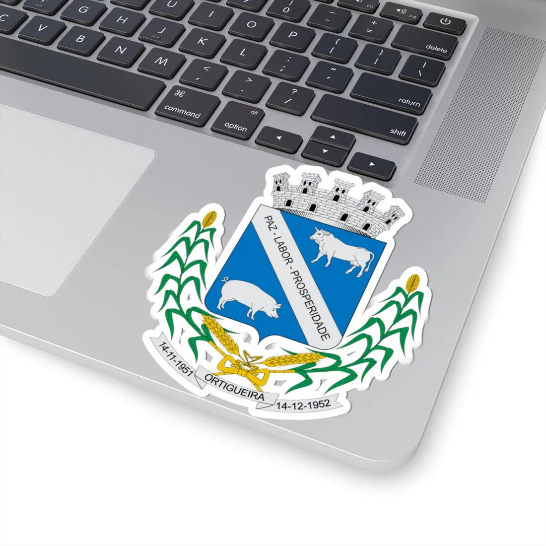 Brasão de Ortigueira - PR (Brazil) (Coat of Arms) STICKER Vinyl Kiss-Cut Decal - The Sticker Space