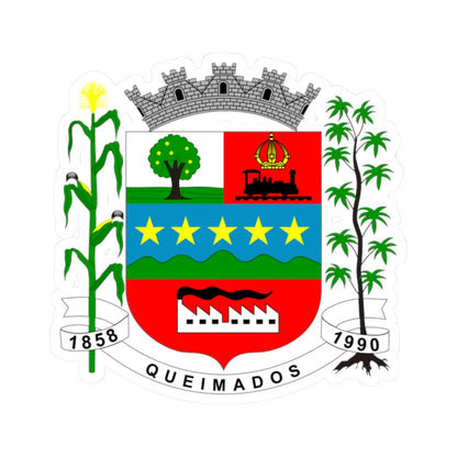 Brasão de Queimados (Brazil) (Coat of Arms) STICKER Vinyl Kiss-Cut Decal 2 Inch White - The Sticker Space