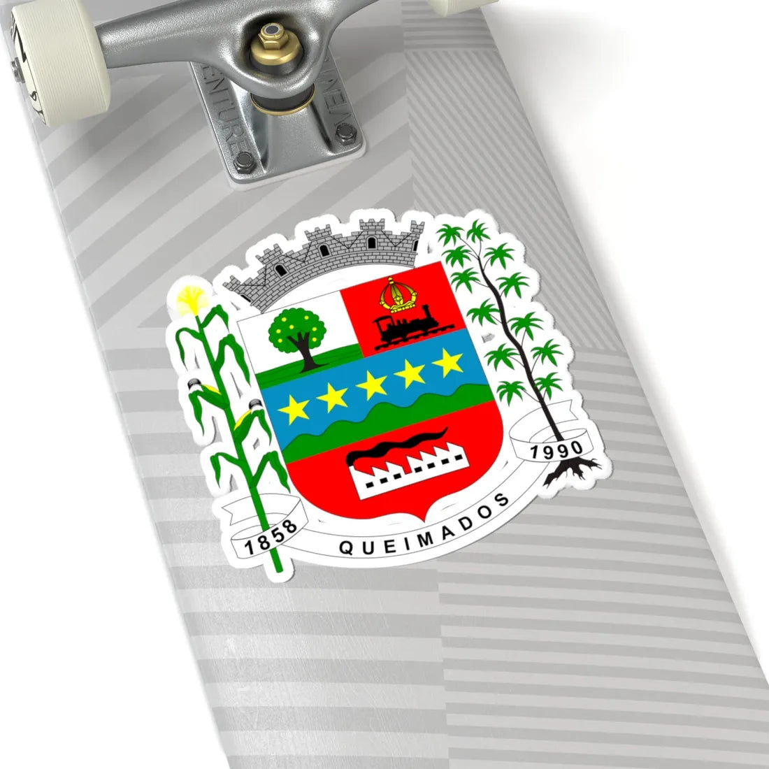 Brasão de Queimados (Brazil) (Coat of Arms) STICKER Vinyl Kiss-Cut Decal - The Sticker Space