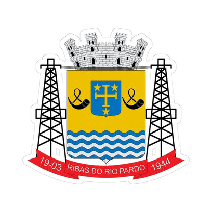 Brasão de Ribas do Rio Pardo - MS (Brazil) (Coat of Arms) STICKER Vinyl Kiss-Cut Decal 4 Inch White - The Sticker Space