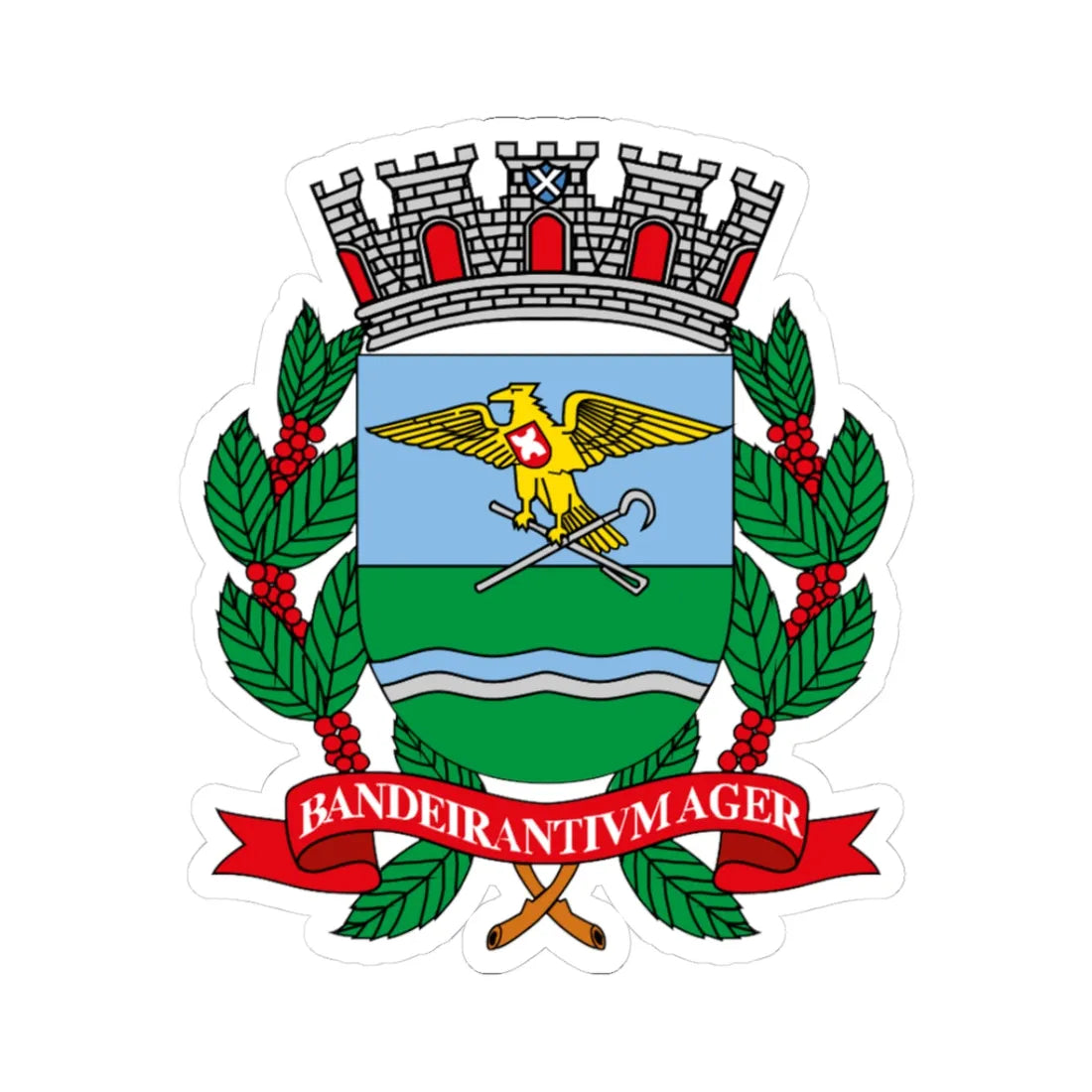 Brasão de Ribeirão Preto (Brazil) (Coat of Arms) STICKER Vinyl Kiss-Cut Decal 3 Inch White - The Sticker Space