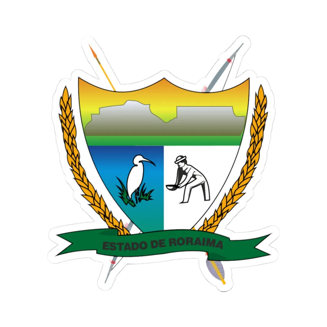 Brasão de Roraima (Brazil) (Coat of Arms) STICKER Vinyl Kiss-Cut Decal 3 Inch White - The Sticker Space