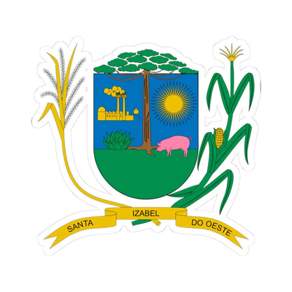 Brasão de Santa Izabel do Oeste - PR (Brazil) (Coat of Arms) STICKER Vinyl Kiss-Cut Decal 3 Inch White - The Sticker Space