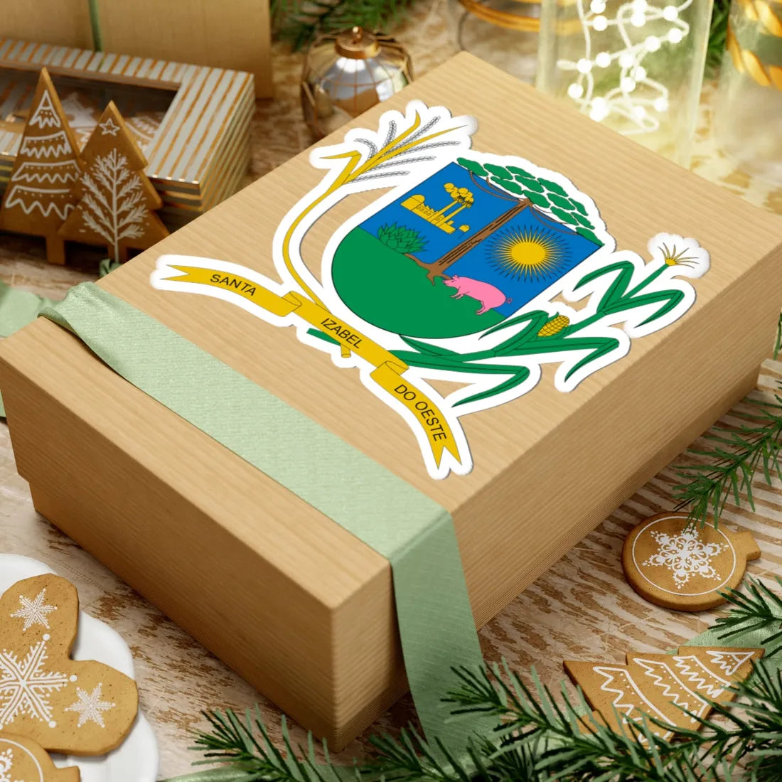 Brasão de Santa Izabel do Oeste - PR (Brazil) (Coat of Arms) STICKER Vinyl Kiss-Cut Decal - The Sticker Space