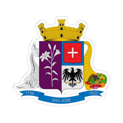 Brasão de São José - SC (Brazil) (Coat of Arms) STICKER Vinyl Kiss-Cut Decal 6 Inch White - The Sticker Space