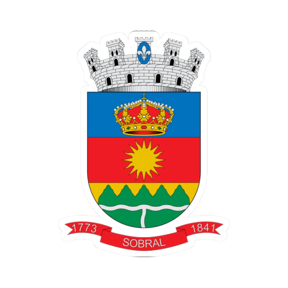 Brasão de Sobral - CE (Brazil) (Coat of Arms) STICKER Vinyl Kiss-Cut Decal 2 Inch White - The Sticker Space