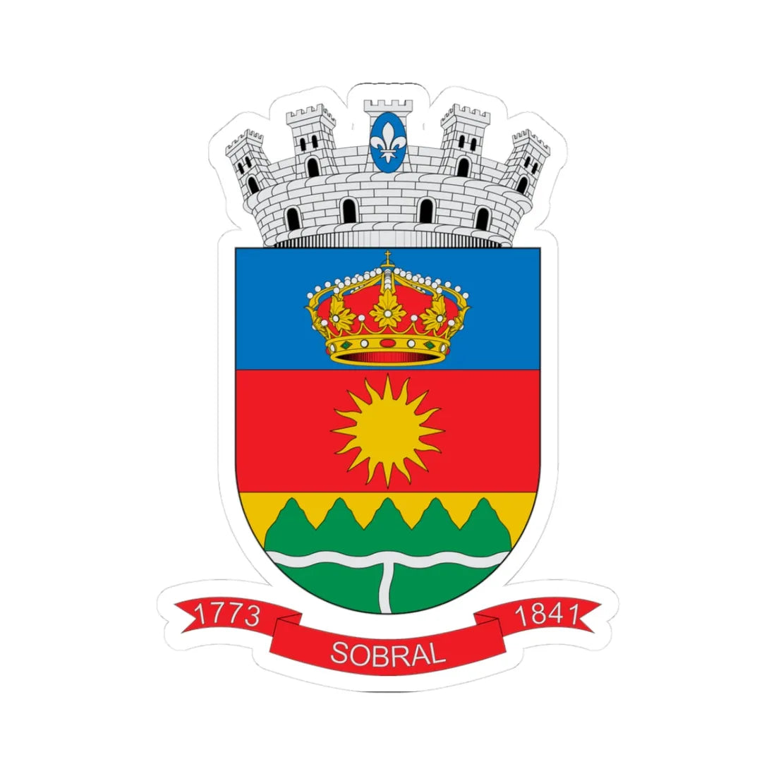 Brasão de Sobral - CE (Brazil) (Coat of Arms) STICKER Vinyl Kiss-Cut Decal 3 Inch White - The Sticker Space