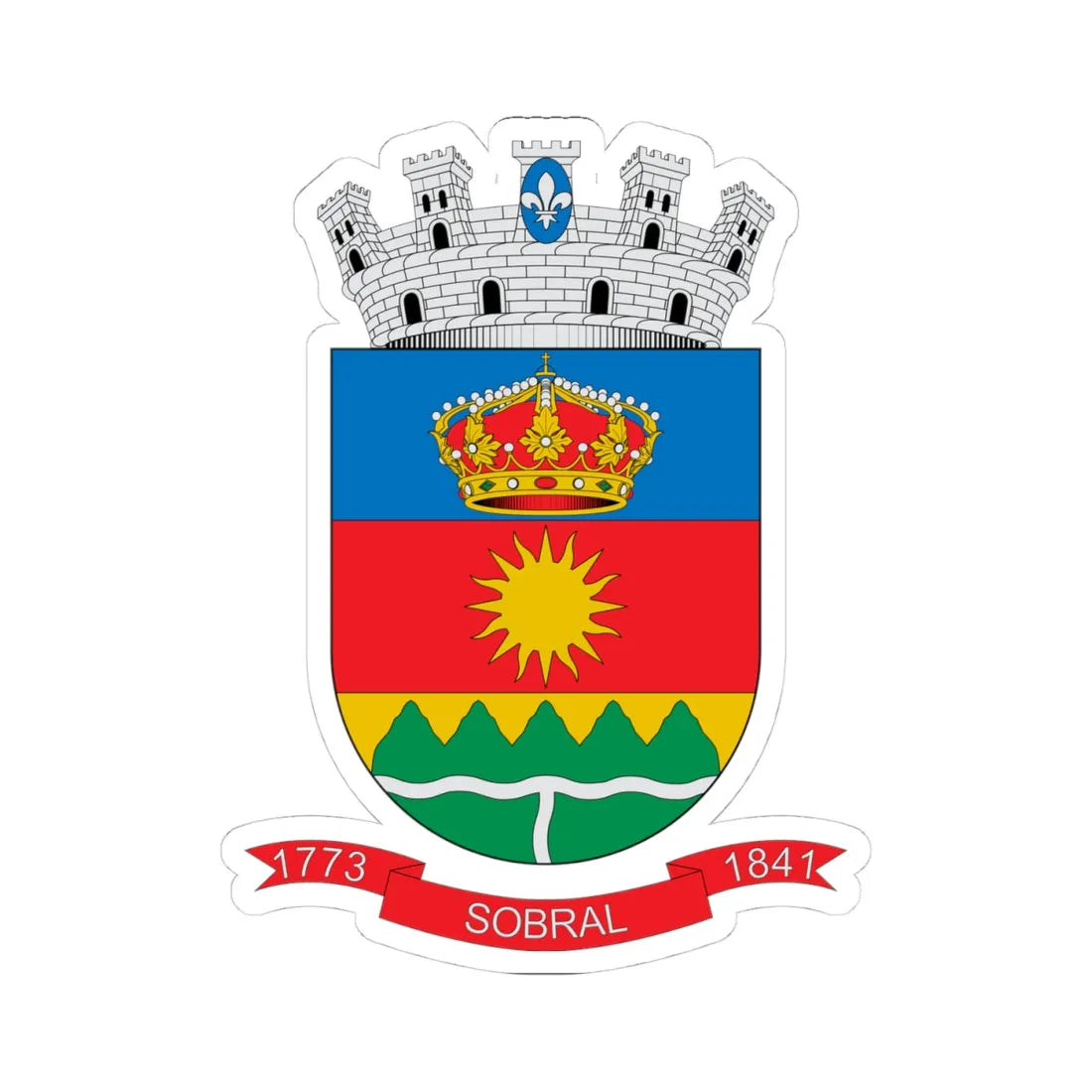 Brasão de Sobral - CE (Brazil) (Coat of Arms) STICKER Vinyl Kiss-Cut Decal 4 Inch White - The Sticker Space