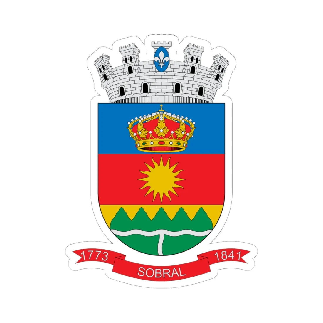 Brasão de Sobral - CE (Brazil) (Coat of Arms) STICKER Vinyl Kiss-Cut Decal 6 Inch White - The Sticker Space