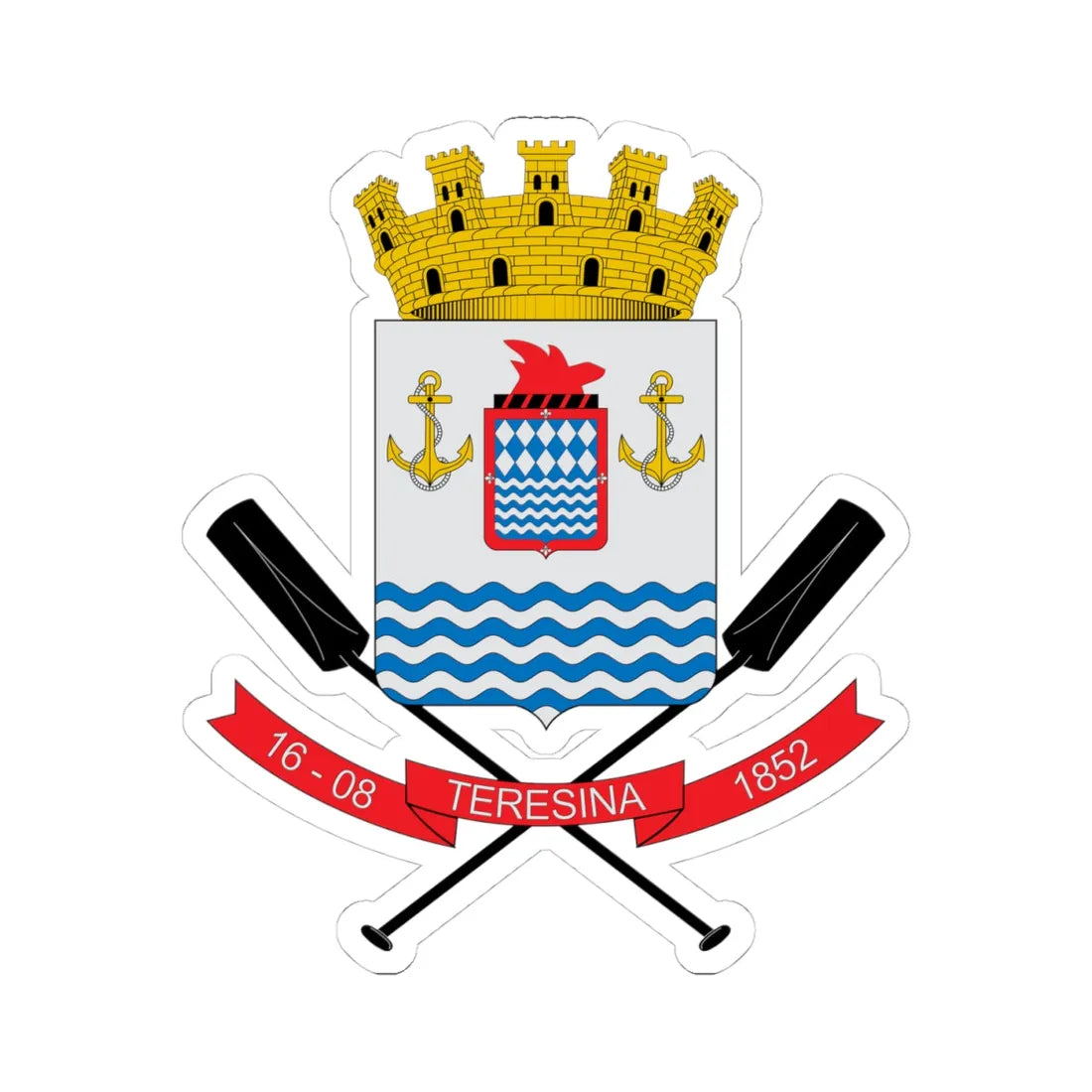 Brasão de Teresina (Brazil) (Coat of Arms) STICKER Vinyl Kiss-Cut Decal 4 Inch White - The Sticker Space