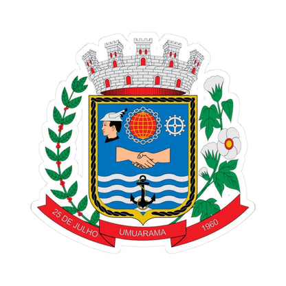 Brasão de Umuarama - PR (Brazil) (Coat of Arms) STICKER Vinyl Kiss-Cut Decal 3 Inch White - The Sticker Space