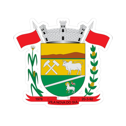 Brasão de Vila Nova do Sul - RS (Brazil) (Coat of Arms) STICKER Vinyl Kiss-Cut Decal 3 Inch White - The Sticker Space