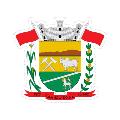 Brasão de Vila Nova do Sul - RS (Brazil) (Coat of Arms) STICKER Vinyl Kiss-Cut Decal 4 Inch White - The Sticker Space