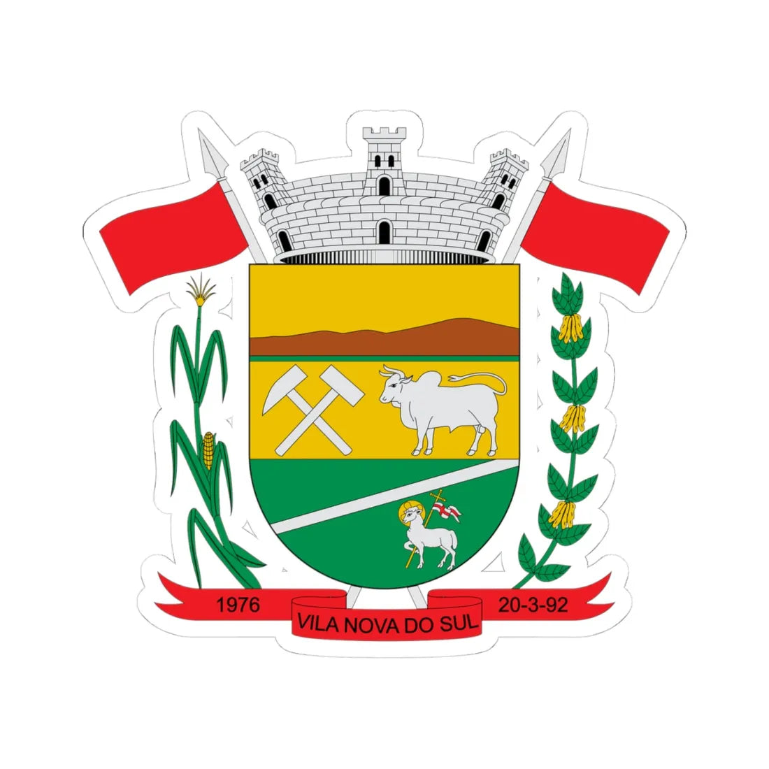 Brasão de Vila Nova do Sul - RS (Brazil) (Coat of Arms) STICKER Vinyl Kiss-Cut Decal - The Sticker Space