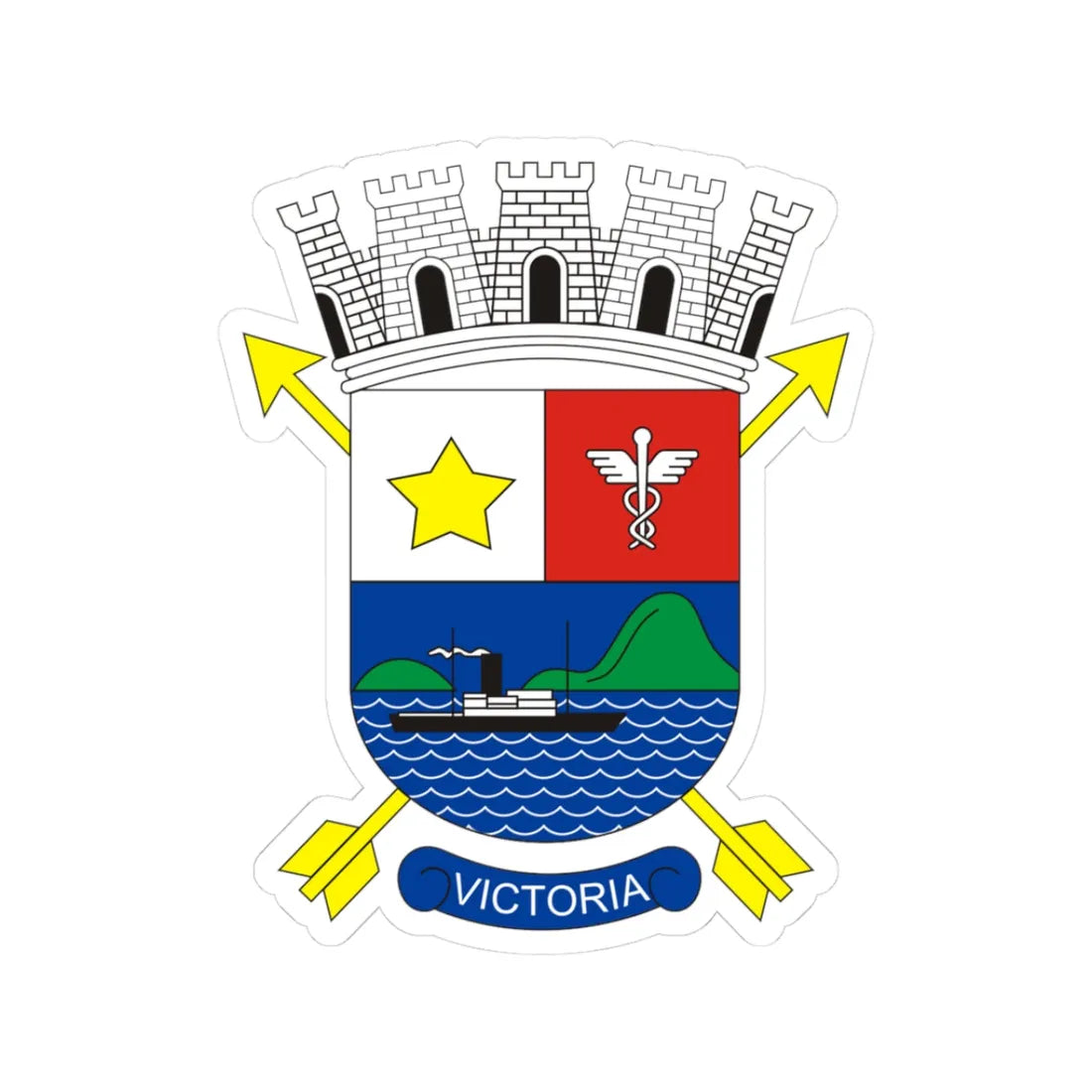 Brasão de Vitória Espírito Santo (Brazil) (Coat of Arms) STICKER Vinyl Kiss-Cut Decal 3 Inch White - The Sticker Space