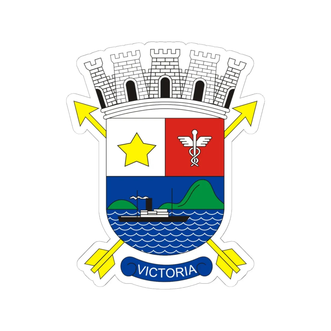 Brasão de Vitória Espírito Santo (Brazil) (Coat of Arms) STICKER Vinyl Kiss-Cut Decal 6 Inch White - The Sticker Space