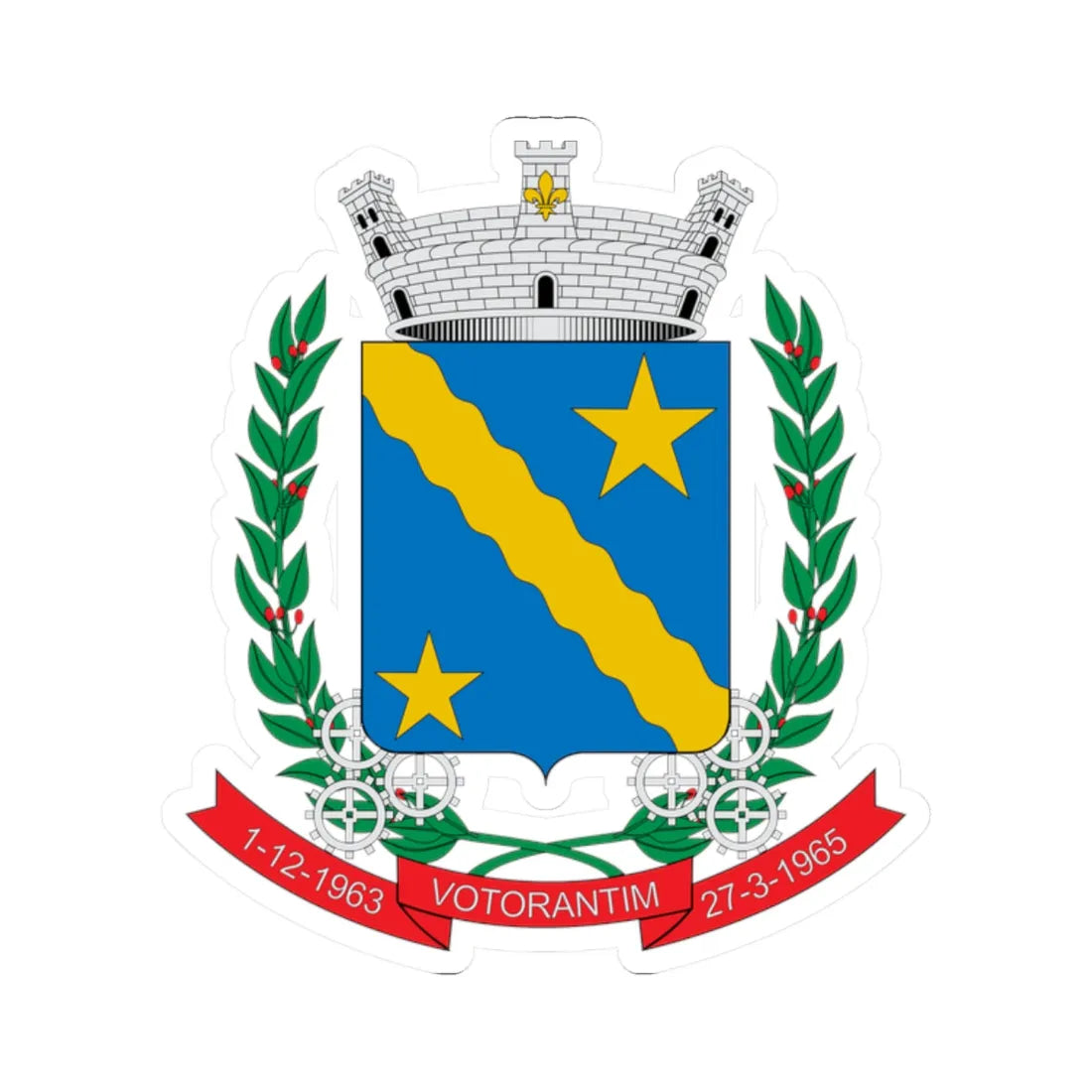 Brasão de Votorantim - SP (Brazil) (Coat of Arms) STICKER Vinyl Kiss-Cut Decal 2 Inch White - The Sticker Space