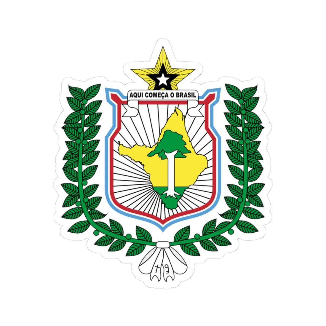 Brasão do Amapá (Brazil) (Coat of Arms) STICKER Vinyl Kiss-Cut Decal 3 Inch White - The Sticker Space