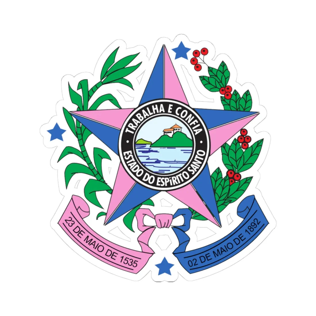 Brasão do Espírito Santo 1909 (Brazil) (Coat of Arms) STICKER Vinyl Kiss-Cut Decal 3 Inch White - The Sticker Space