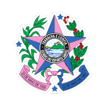 Brasão do Espírito Santo 1909 (Brazil) (Coat of Arms) STICKER Vinyl Kiss-Cut Decal 3 Inch White - The Sticker Space