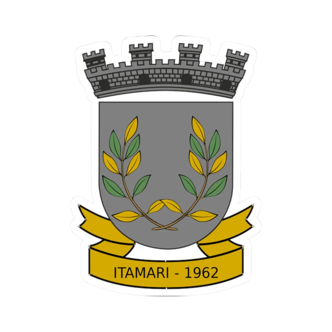 Brasão do município de Itamari-BA (Brazil) (Coat of Arms) STICKER Vinyl Kiss-Cut Decal 2 Inch White - The Sticker Space