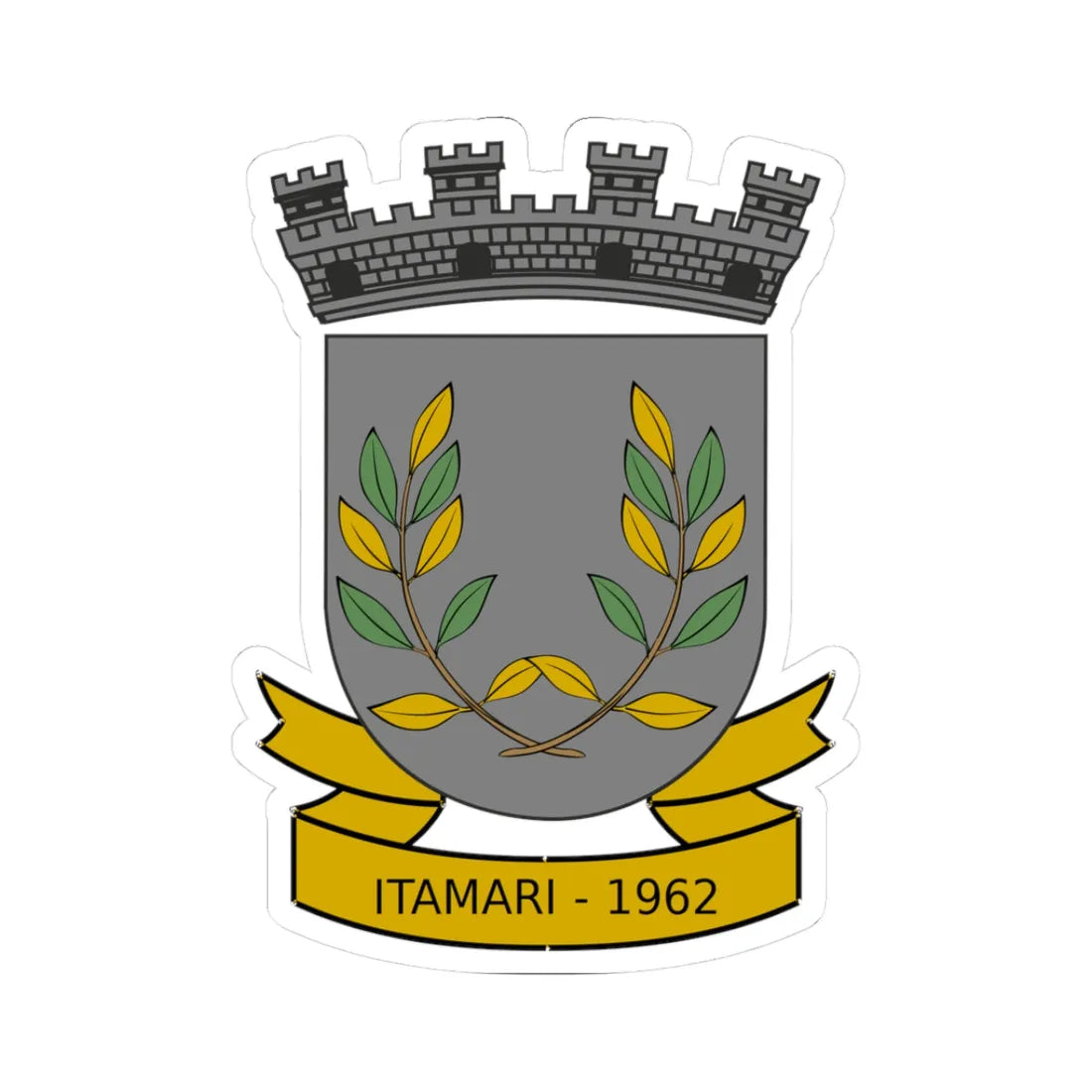 Brasão do município de Itamari-BA (Brazil) (Coat of Arms) STICKER Vinyl Kiss-Cut Decal 3 Inch White - The Sticker Space