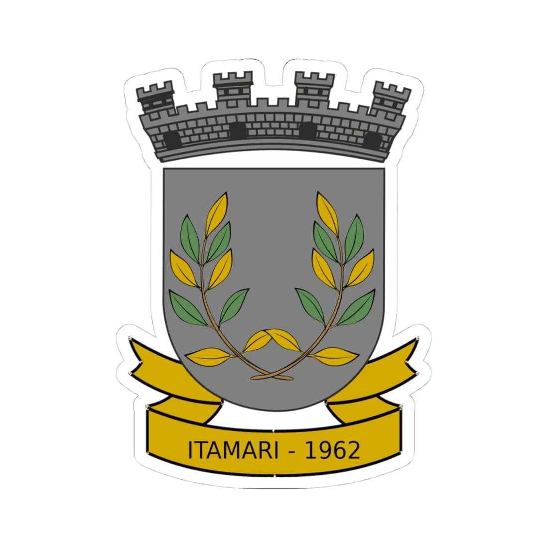 Brasão do município de Itamari-BA (Brazil) (Coat of Arms) STICKER Vinyl Kiss-Cut Decal 4 Inch White - The Sticker Space