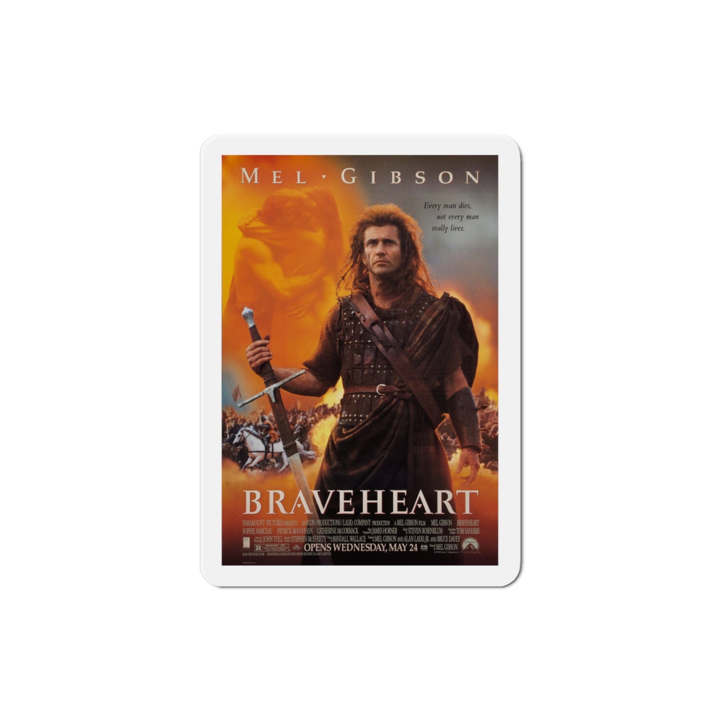 Braveheart 1995 Movie Poster Die-Cut Magnet-3" x 3"-The Sticker Space