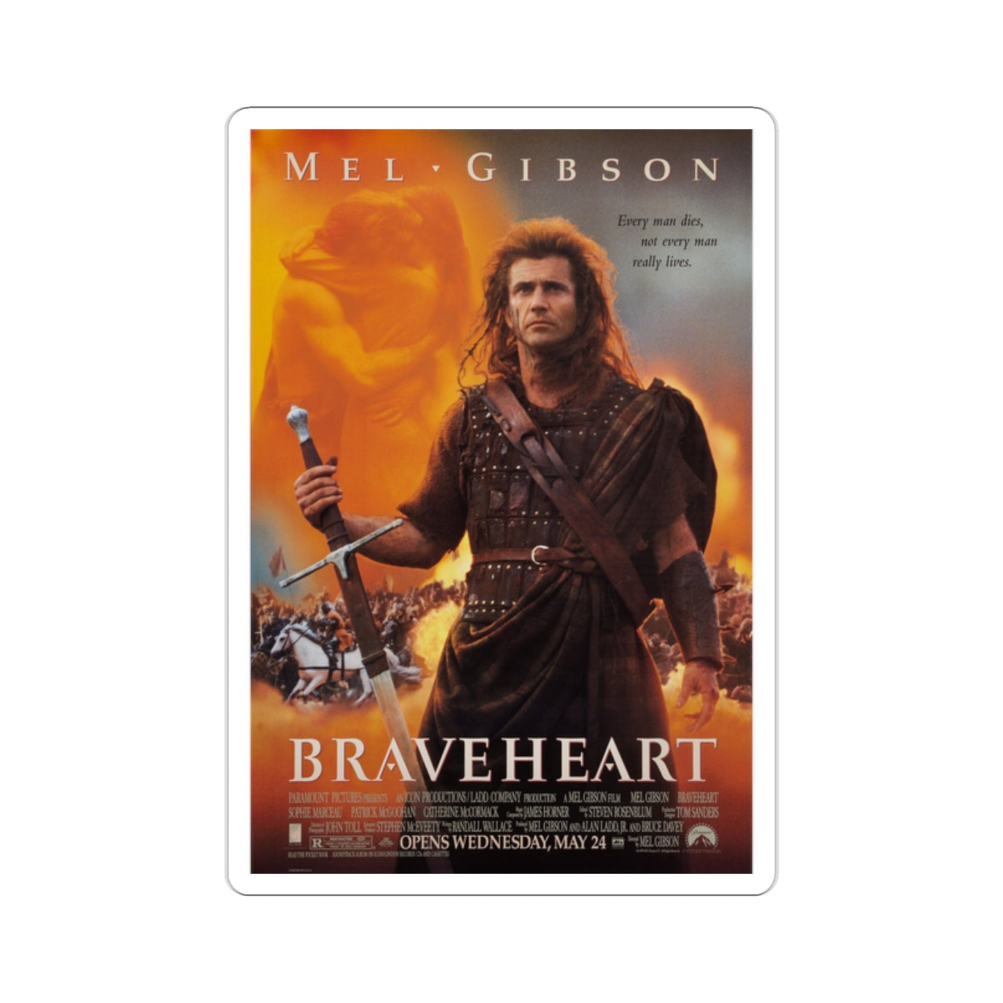 Braveheart 1995 Movie Poster STICKER Vinyl Die-Cut Decal-2 Inch-The Sticker Space