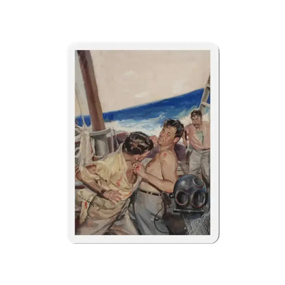 Brawl at Sea, probable men's magazine illustration, circa 1950s (Magazine Illustration) Refrigerator Magnet - The Sticker Space