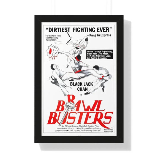 BRAWL BUSTERS 1978 - Framed Movie Poster 16″ x 24″ Black - The Sticker Space