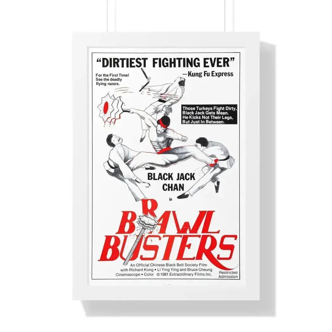 BRAWL BUSTERS 1978 - Framed Movie Poster 16″ x 24″ White - The Sticker Space