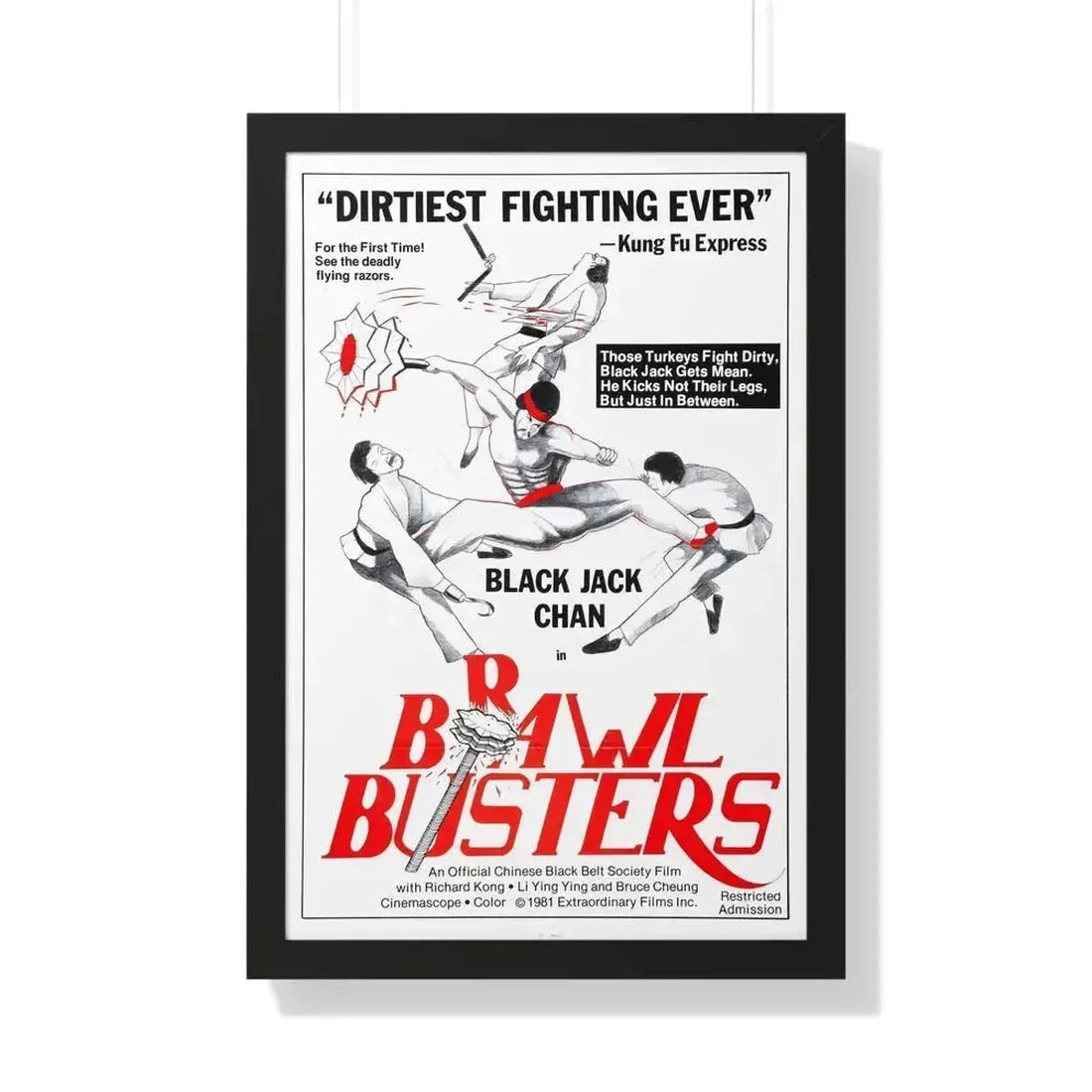 BRAWL BUSTERS 1978 - Framed Movie Poster 20" x 30" Black - The Sticker Space