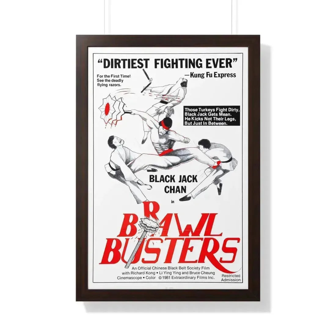 BRAWL BUSTERS 1978 - Framed Movie Poster 20" x 30" Walnut - The Sticker Space
