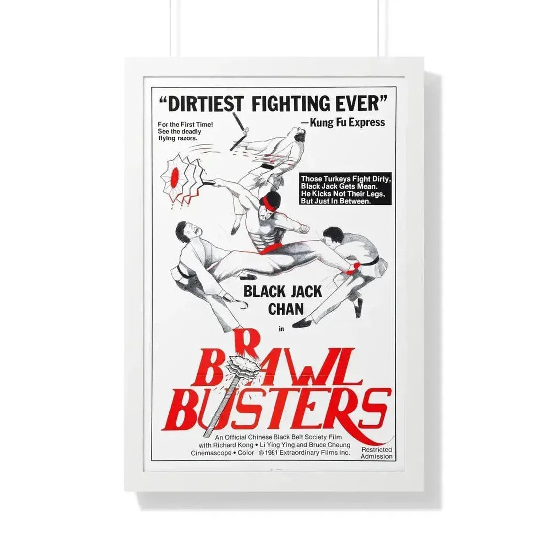 BRAWL BUSTERS 1978 - Framed Movie Poster 20" x 30" White - The Sticker Space