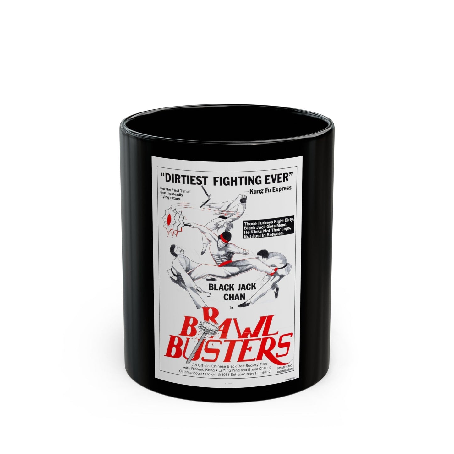 BRAWL BUSTERS 1978 Movie Poster - Black Coffee Mug-11oz-The Sticker Space