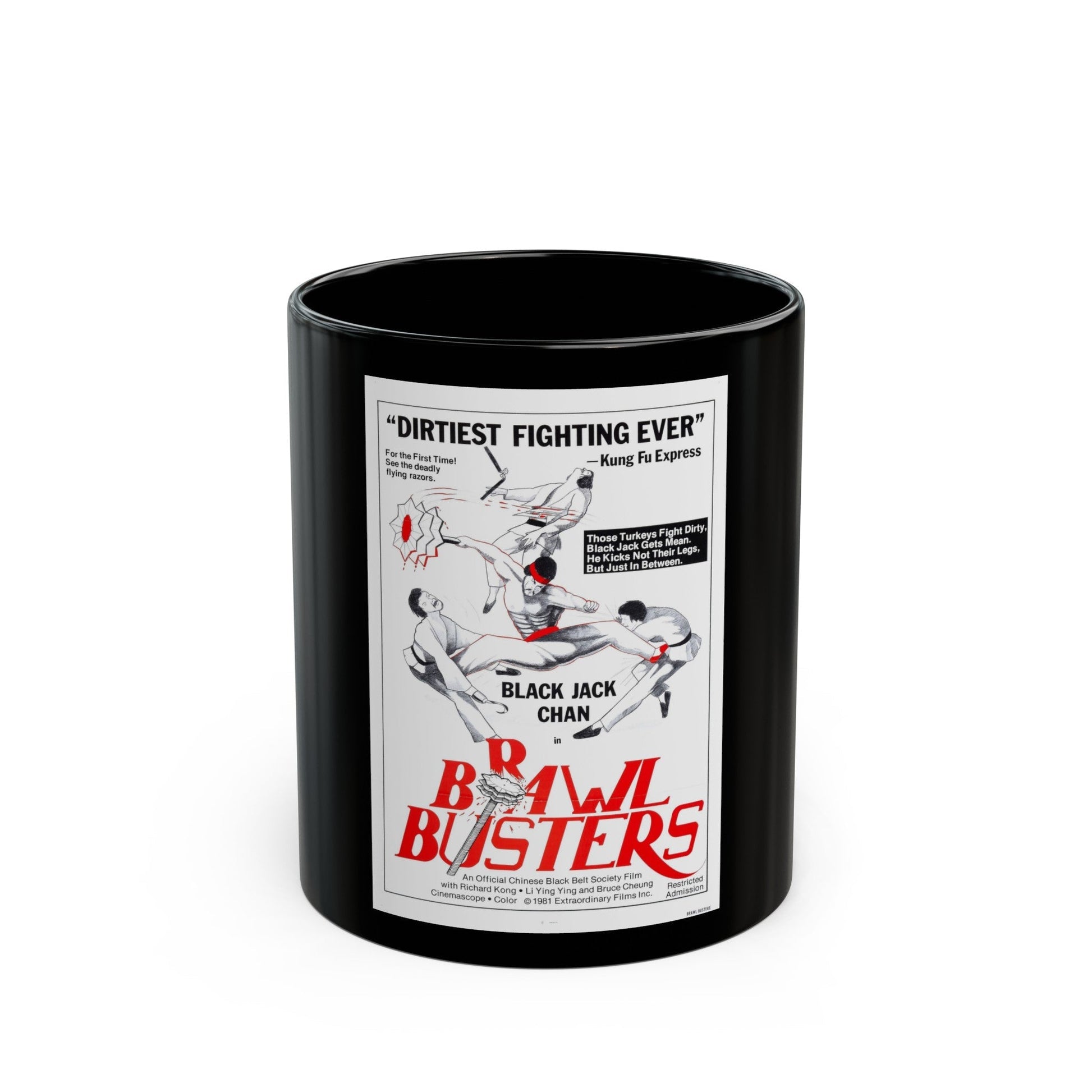 BRAWL BUSTERS 1978 Movie Poster - Black Coffee Mug-11oz-The Sticker Space