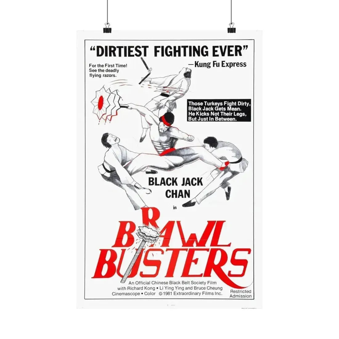 BRAWL BUSTERS 1978 - Paper Movie Poster 16″ x 24″ Matte - The Sticker Space
