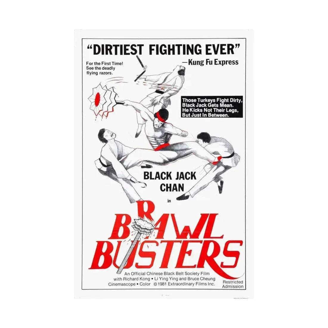 BRAWL BUSTERS 1978 - Paper Movie Poster - The Sticker Space