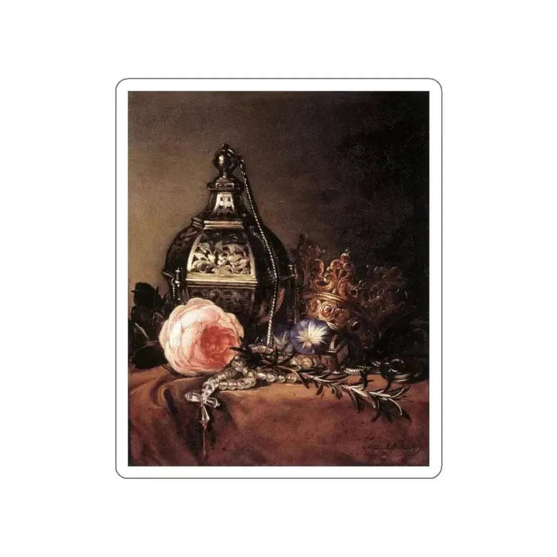 BRAY, Dirck de - Still-Life with Symbols of the Virgin Mary (Artwork) STICKER Vinyl Die-Cut Decal White Die-Cut 5 Inch - The Sticker Space