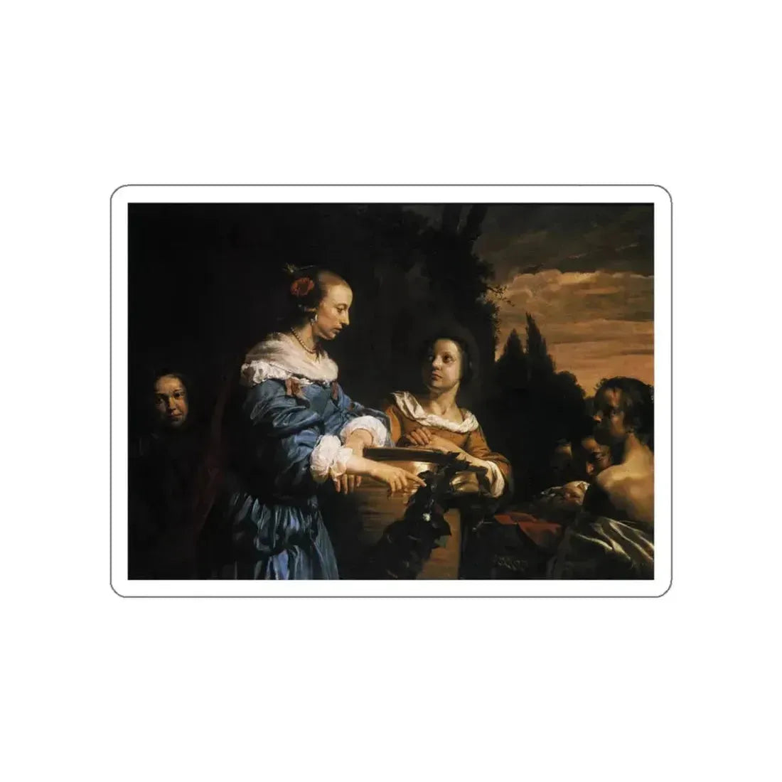 BRAY, Jan de - Pharaoh's Daughter with Her Attendants and Moses in the Reed Basket (Artwork) STICKER Vinyl Die-Cut Decal White Die-Cut 3 Inch - The Sticker Space