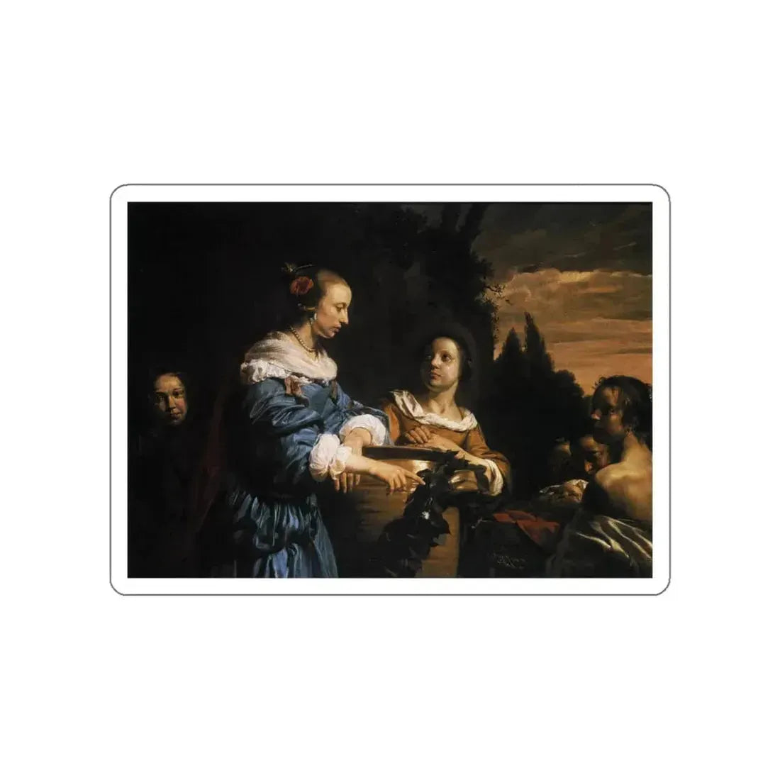 BRAY, Jan de - Pharaoh's Daughter with Her Attendants and Moses in the Reed Basket (Artwork) STICKER Vinyl Die-Cut Decal White Die-Cut 6 Inch - The Sticker Space